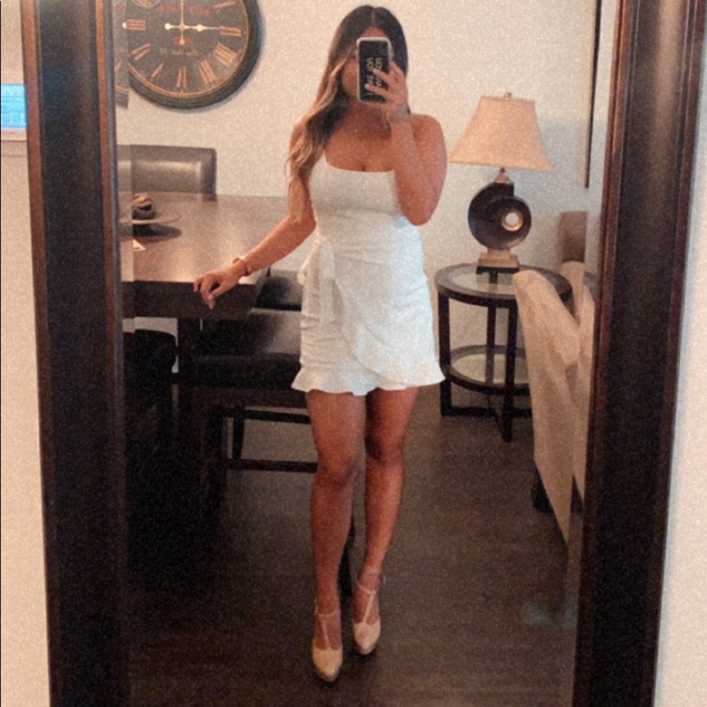 White Capri Ruffle Tie Dress from Lucy in the Sky